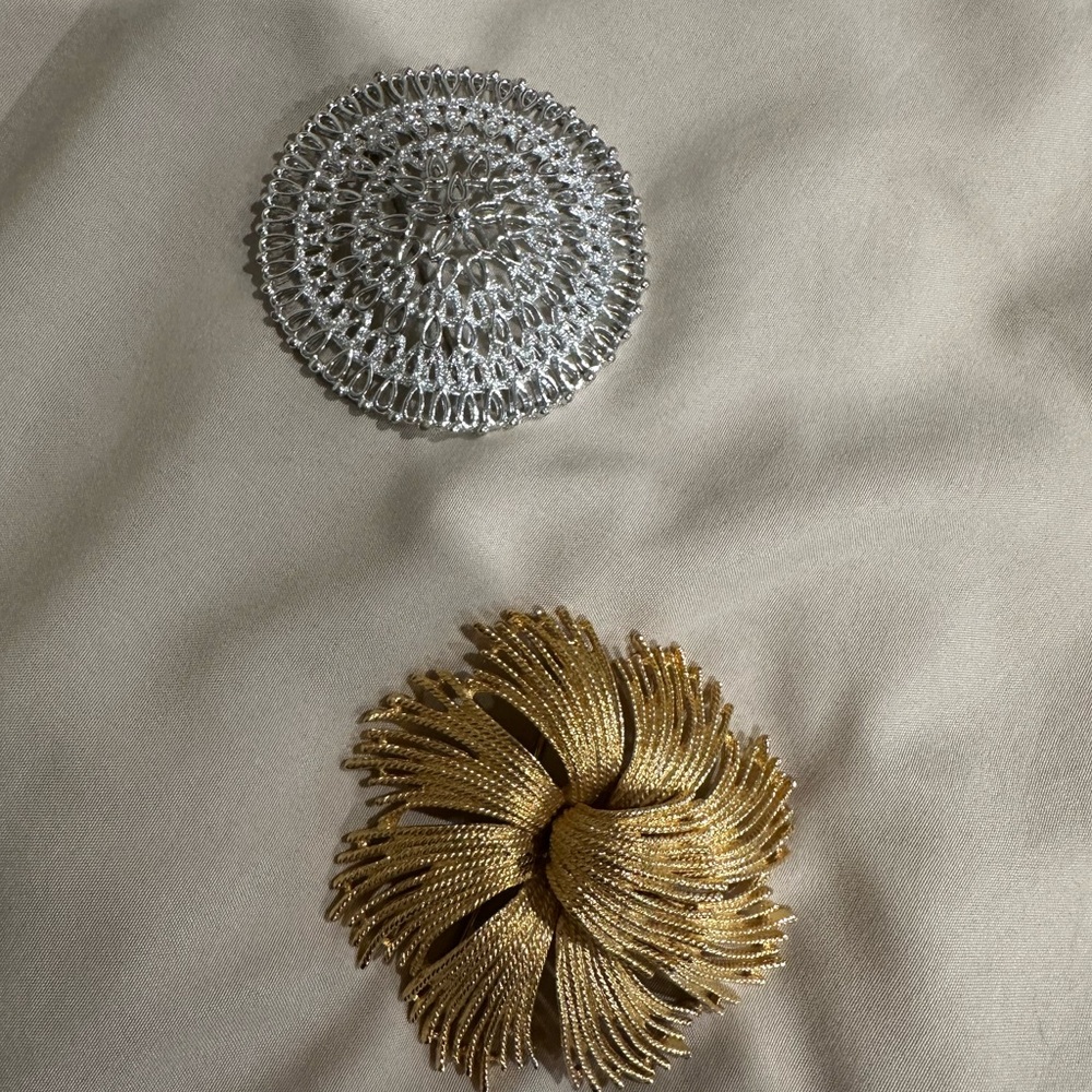 Silver and Gold Brooch Set